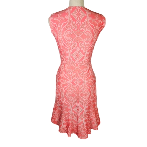 BCBG MaxAzria "Chrystal" Flounce Hem Lace Dress, Pink Coral, Size 0, NWOT - Picture 15 of 16